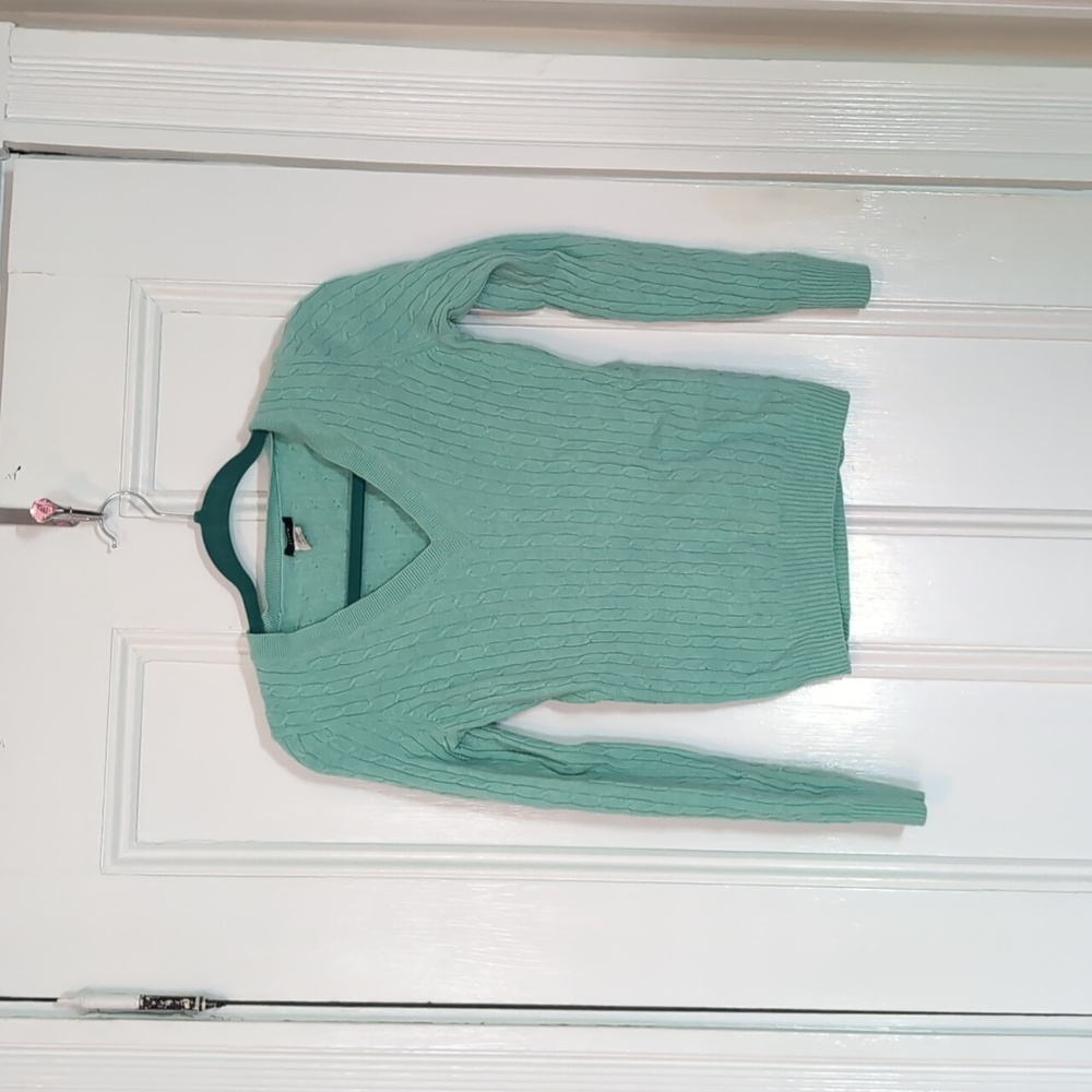 🧶 J. Crew Fisherman Knit Soft Wool Cashmere Seafoam Green Sweater